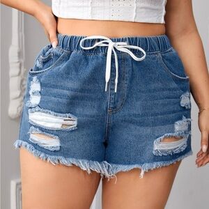 SHEIN Blue Ripped Denim Shorts